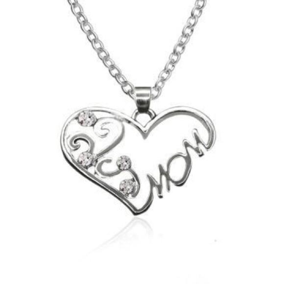 Heart-shaped Diamond Mom Necklace Chain - Picture 1 of 5